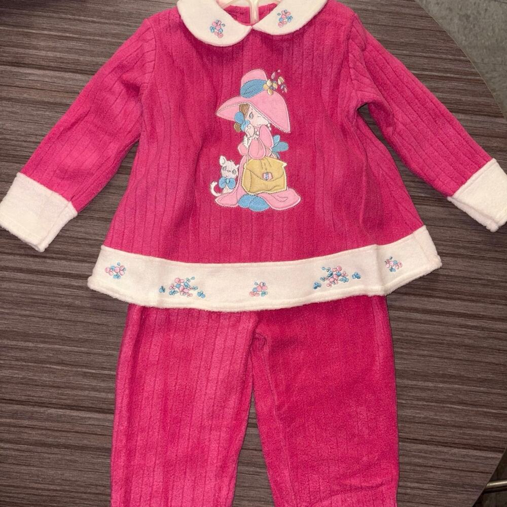 Vintage Precious Moments Baby Girl Velour Outfit 2T